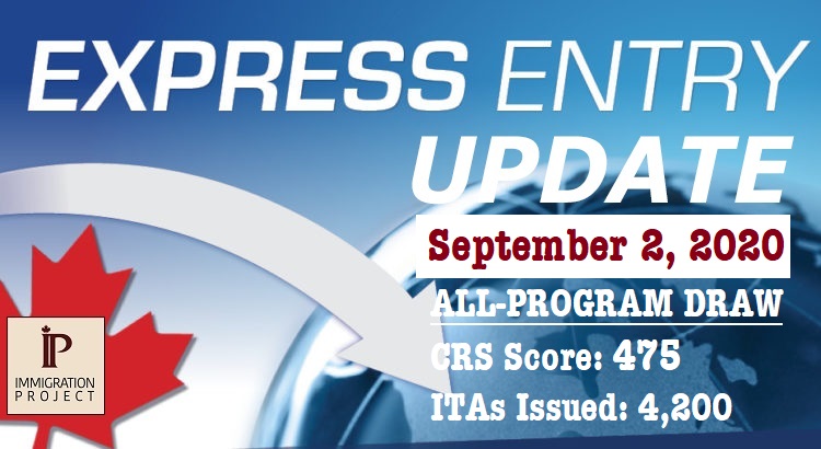 Express Entry draw on September 2, 2020
